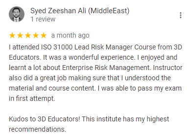 ISO 31000 Lead Risk Manager Training Views from Students and Professional